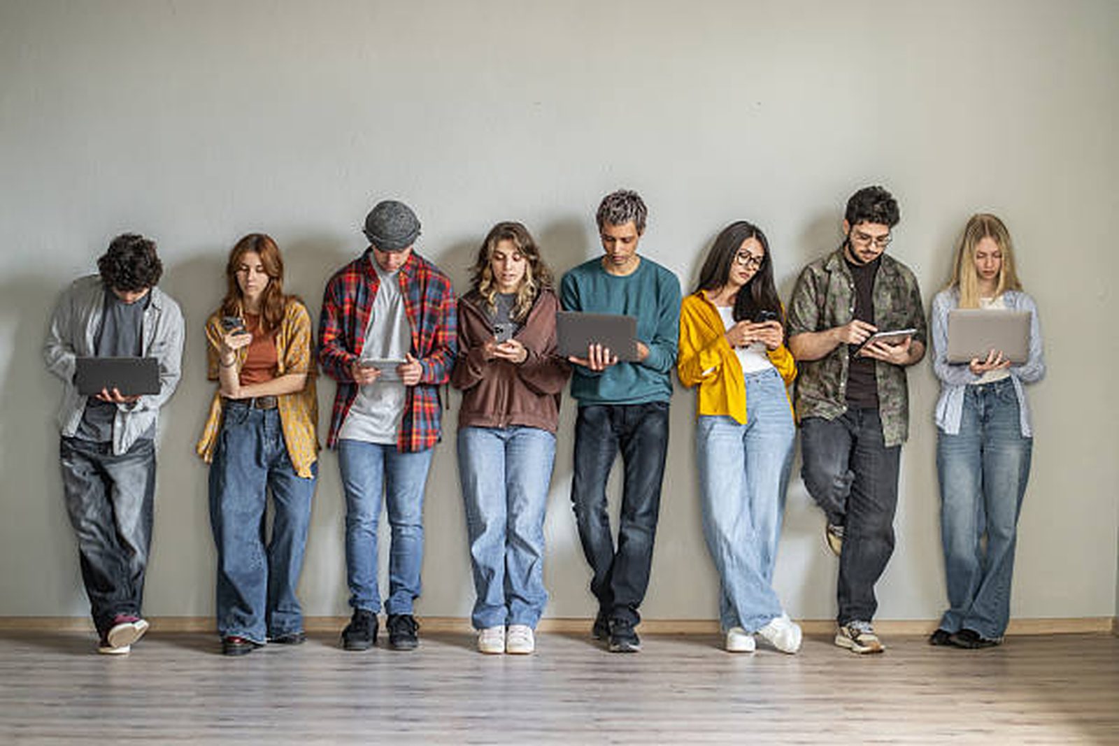 Staff using WiFi-connected devices in an office